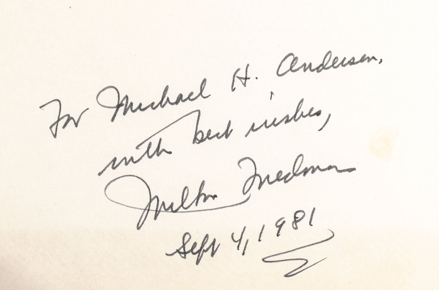 Capitalism And Freedom.