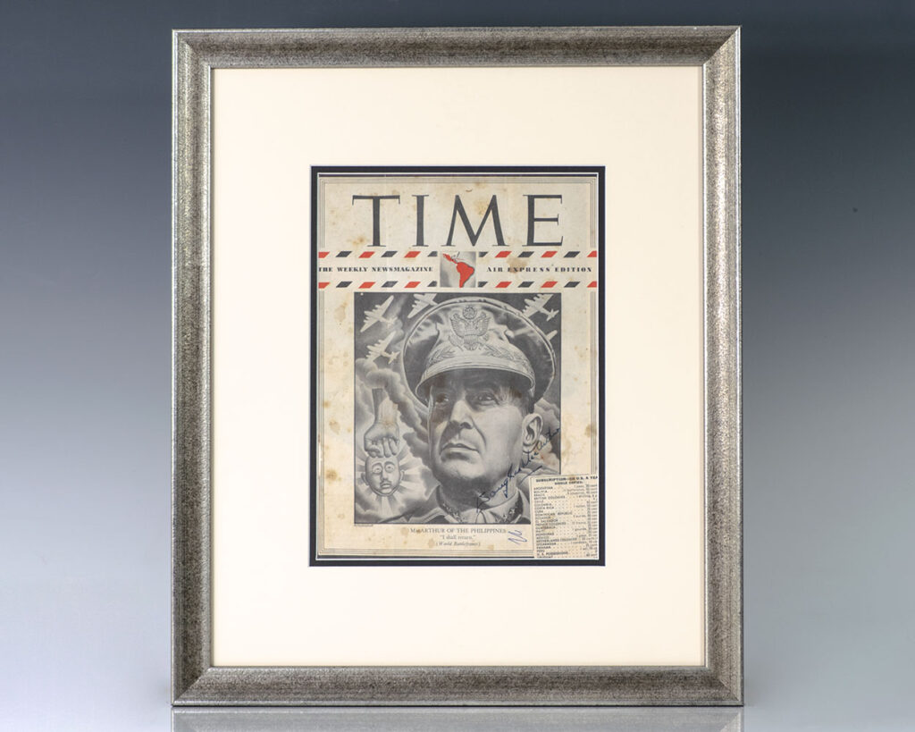 Douglas MacArthur Signed Time Magazine Cover.
