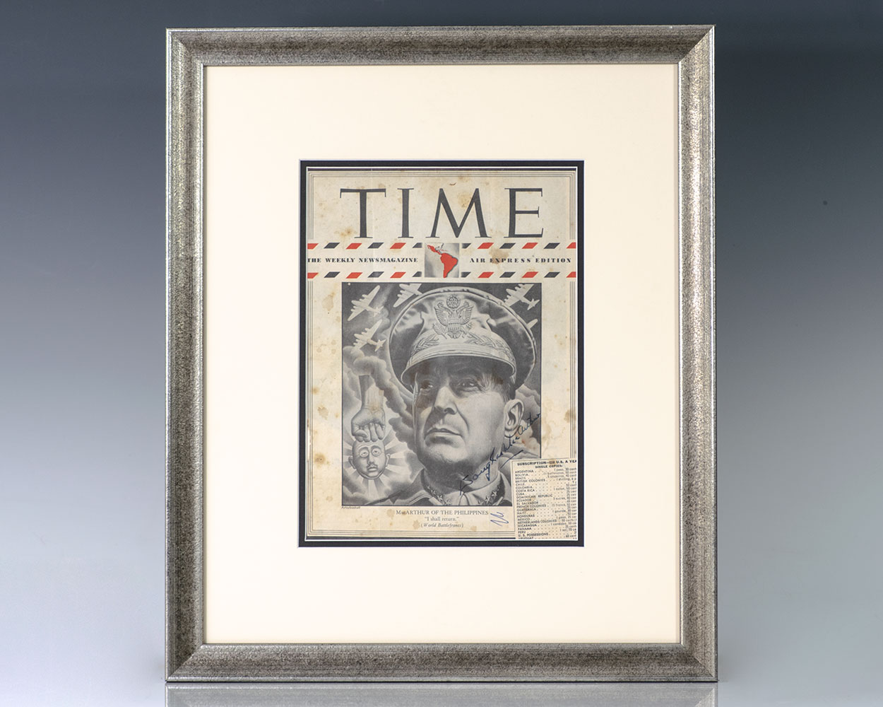 Douglas MacArthur Signed Time Magazine Cover.