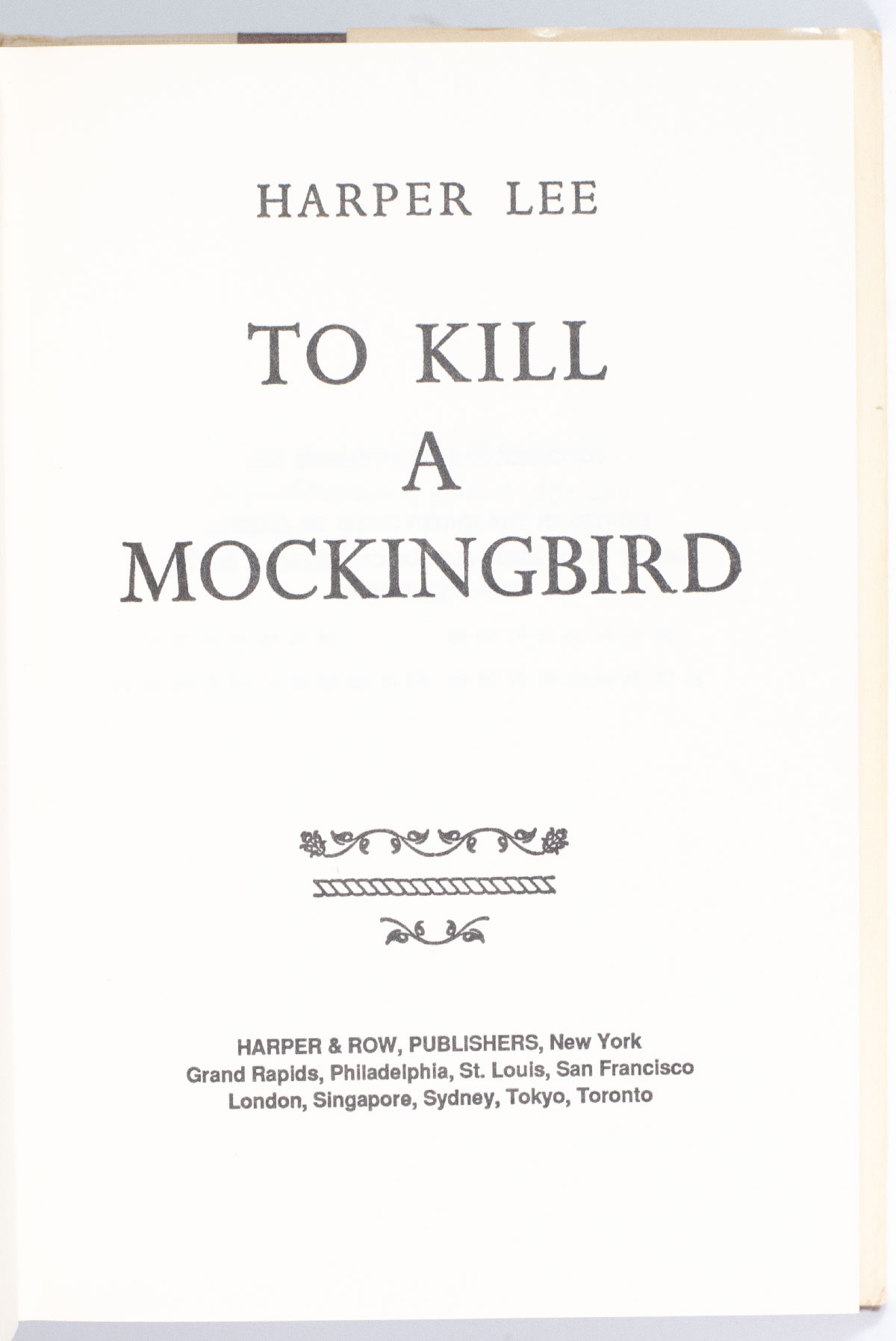 To Kill A Mockingbird.