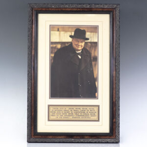 Winston S. Churchill Framed "Never Give In" Quote.