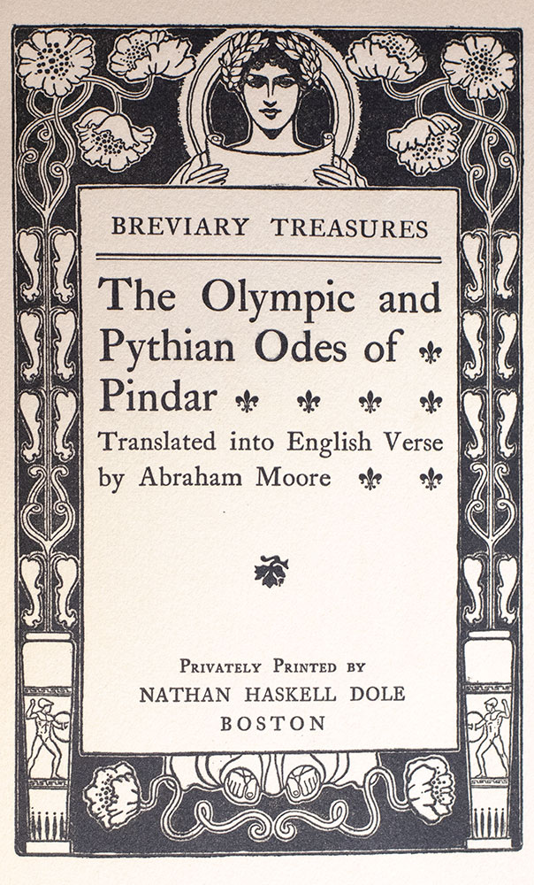 The Breviary Treasures: Wisdom of the Emperor Marcus Aurelius; Sayings of Epictetus; Selections from Aristophanes and Lucian; The Story of Odysseus in the Land of the Phaeacians; The Satires of Horace; The Eclogues of Vergil; Selections from the Gesta Romanorum; Odes of Anacreon Anacreontics; The Olympic and Pythian Odes of Pindar.