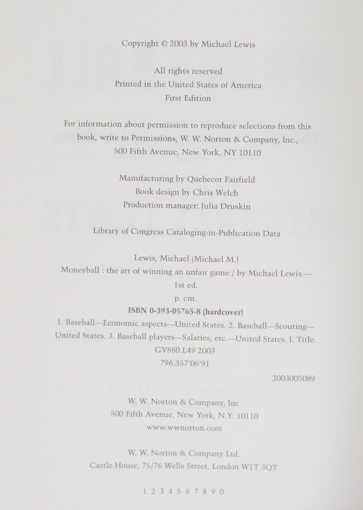 Moneyball: The Art of Winning an Unfair Game.