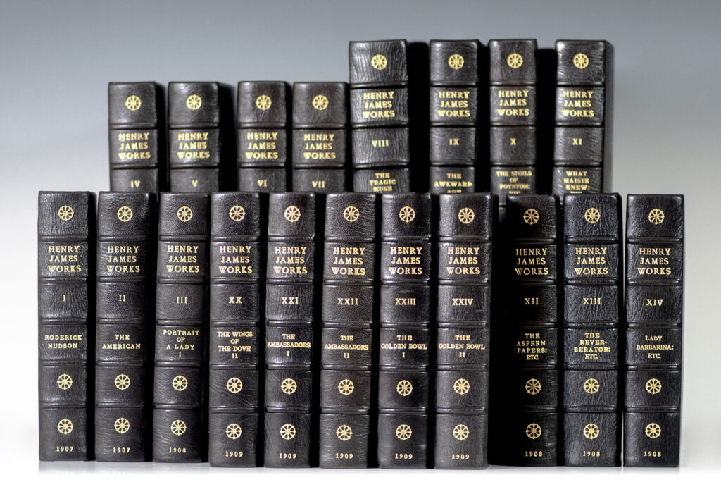 The Works of Henry James: The Novels and Tales. [Including Roderick Hudson; The American; The Europeans; Washington Square; The Portrait of a Lady; The Bostonians; What Masie Knew; The Tragic Muse; The Other House; The Awkward Age; The Sacred Fount; The Wings of the Dove; The Ambassadors; The Turn of the Screw; The Golden Bowl].
