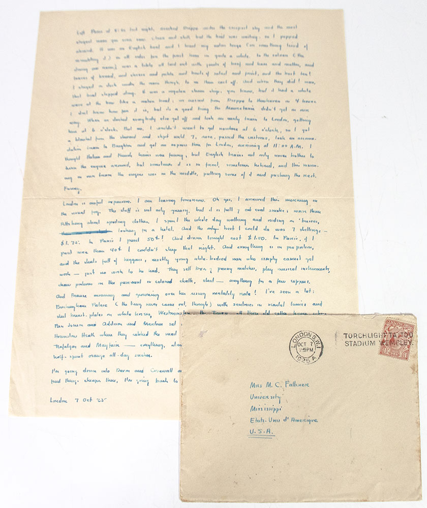 William Faulkner Autographed Signed Letters.