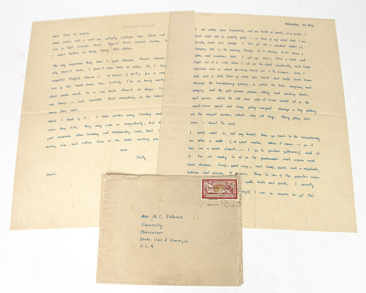 William Faulkner Autographed Signed Letters.