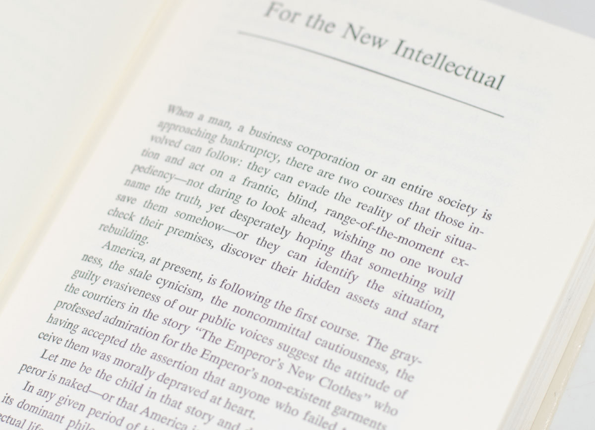 For the New Intellectual: The Philosophy of Ayn Rand.