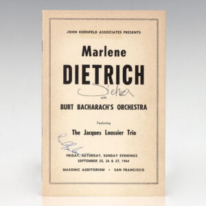 Marlene Dietrich with Burt Bacharach's Orchestra Featuring The Jacques Loussier Trio.