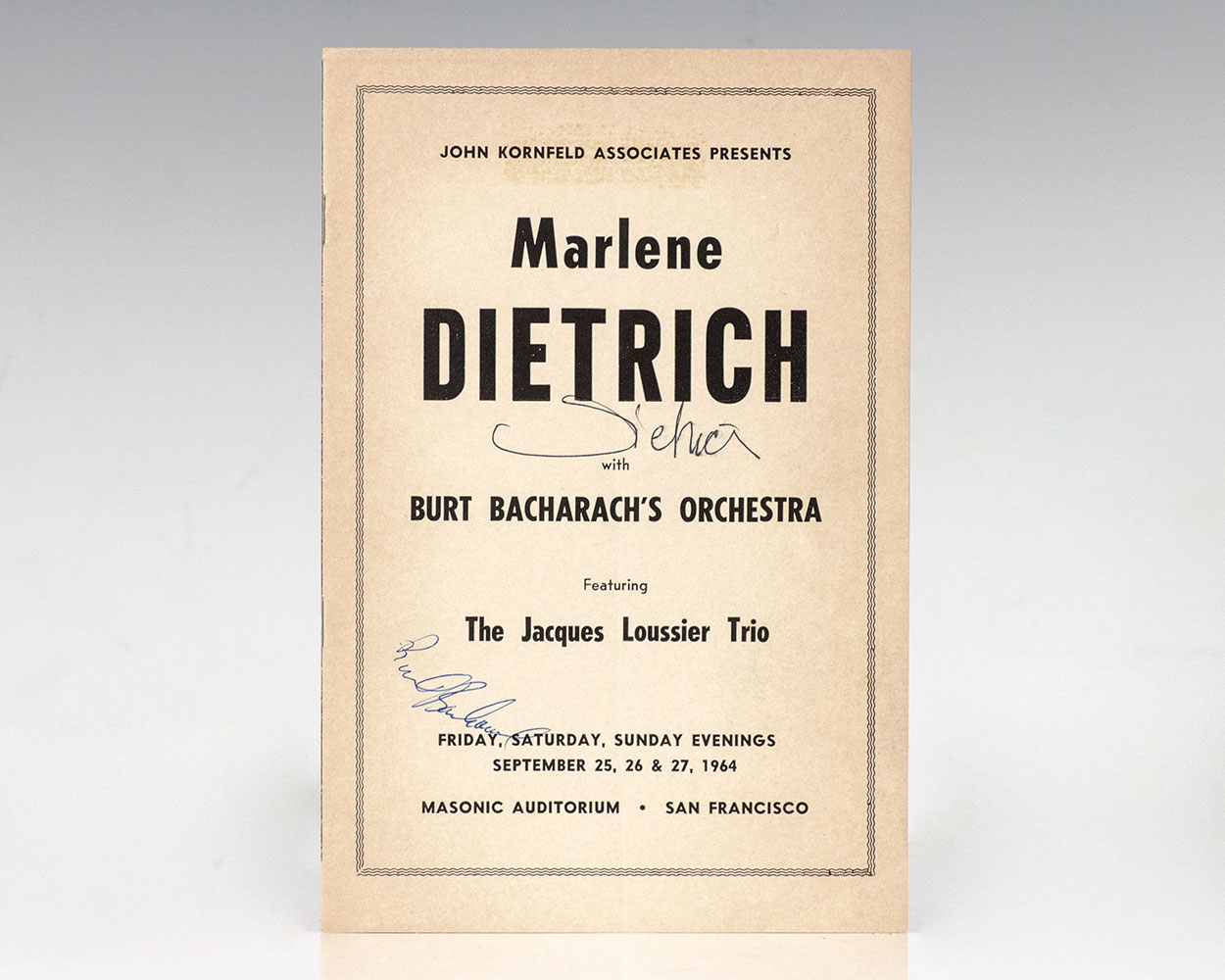 Marlene Dietrich with Burt Bacharach’s Orchestra Featuring The Jacques Loussier Trio.