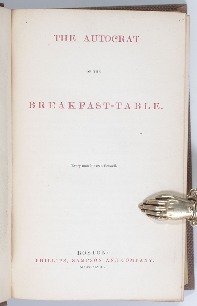 The Autocrat of the Breakfast-Table; The Professor at the Breakfast-Table; and The Poet at the Breakfast-Table.