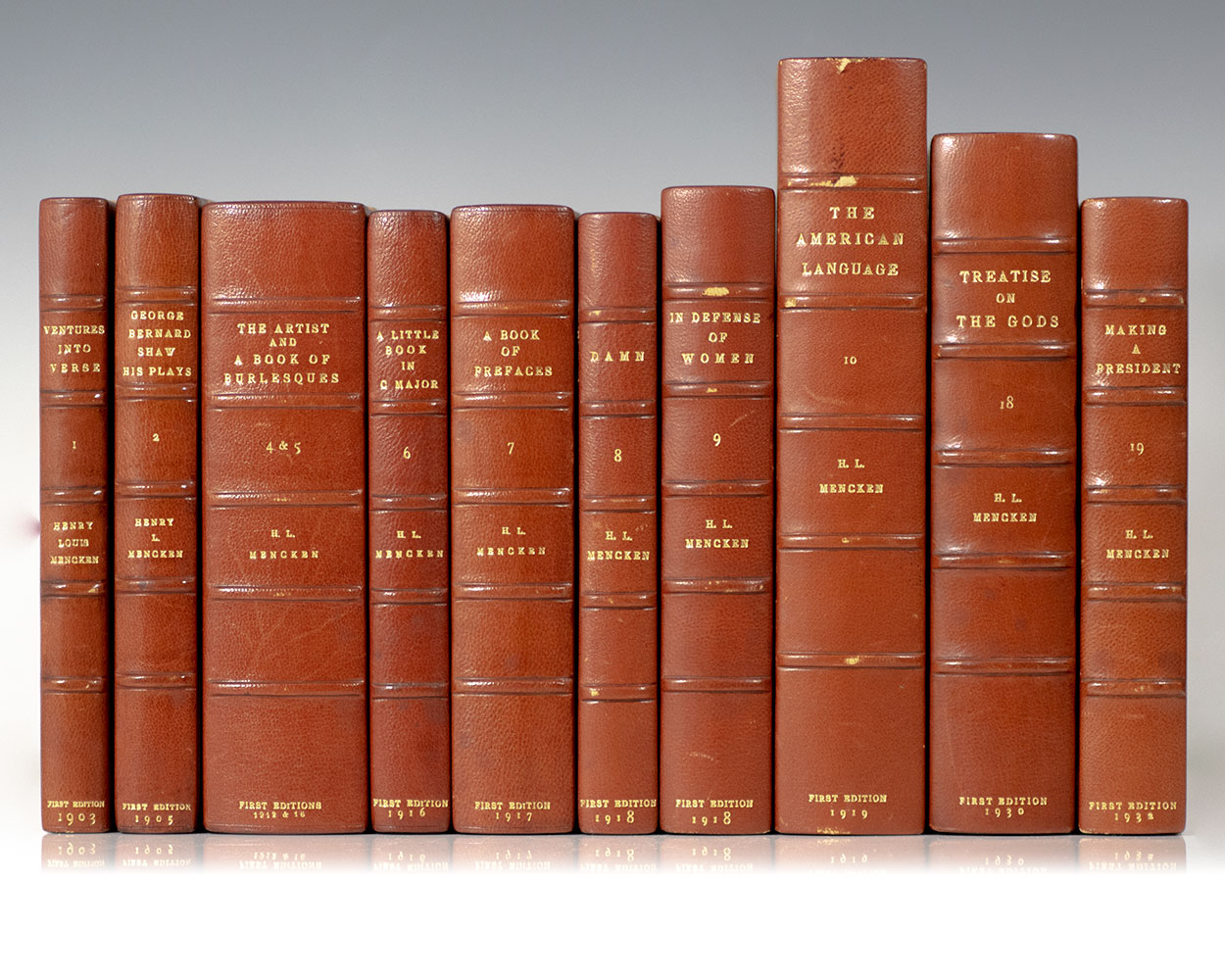 Selected Works of H.L. Mencken. [George Bernard Shaw: His Plays, The Artist: A Drama without Words, A Book of Burlesques, A Little Book in C Major, A Book of Prefaces, Damn! A Book of Calumny, In Defense of Women, The American Language, Treatise on the Gods.