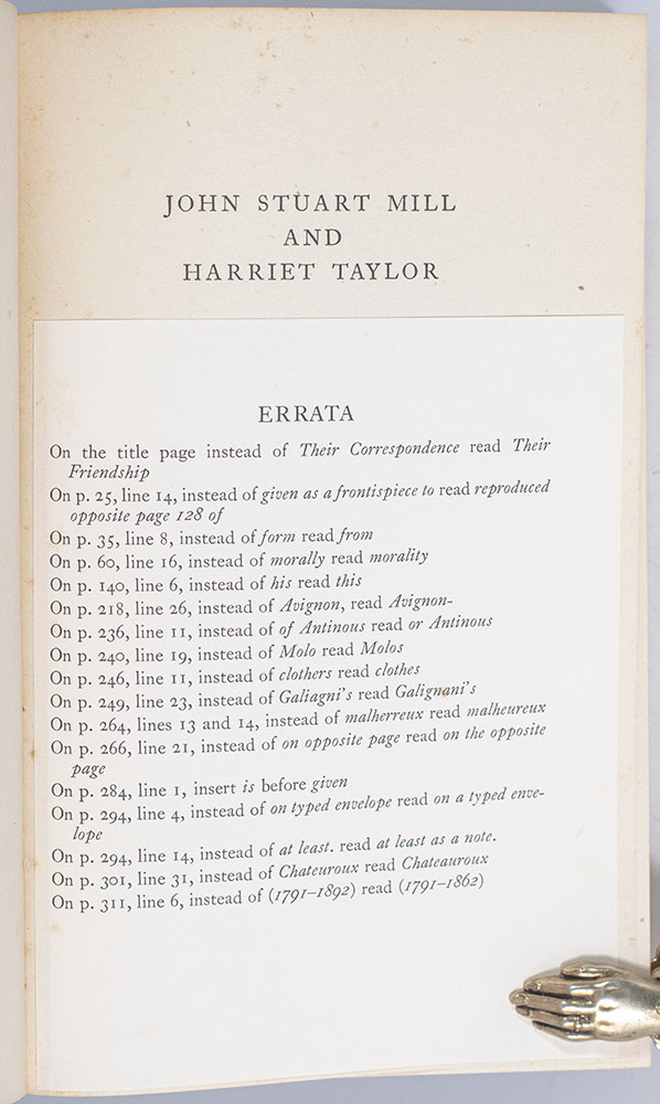 John Stuart Mill and Harriet Taylor: Their Friendship and Subsequent Marriage.