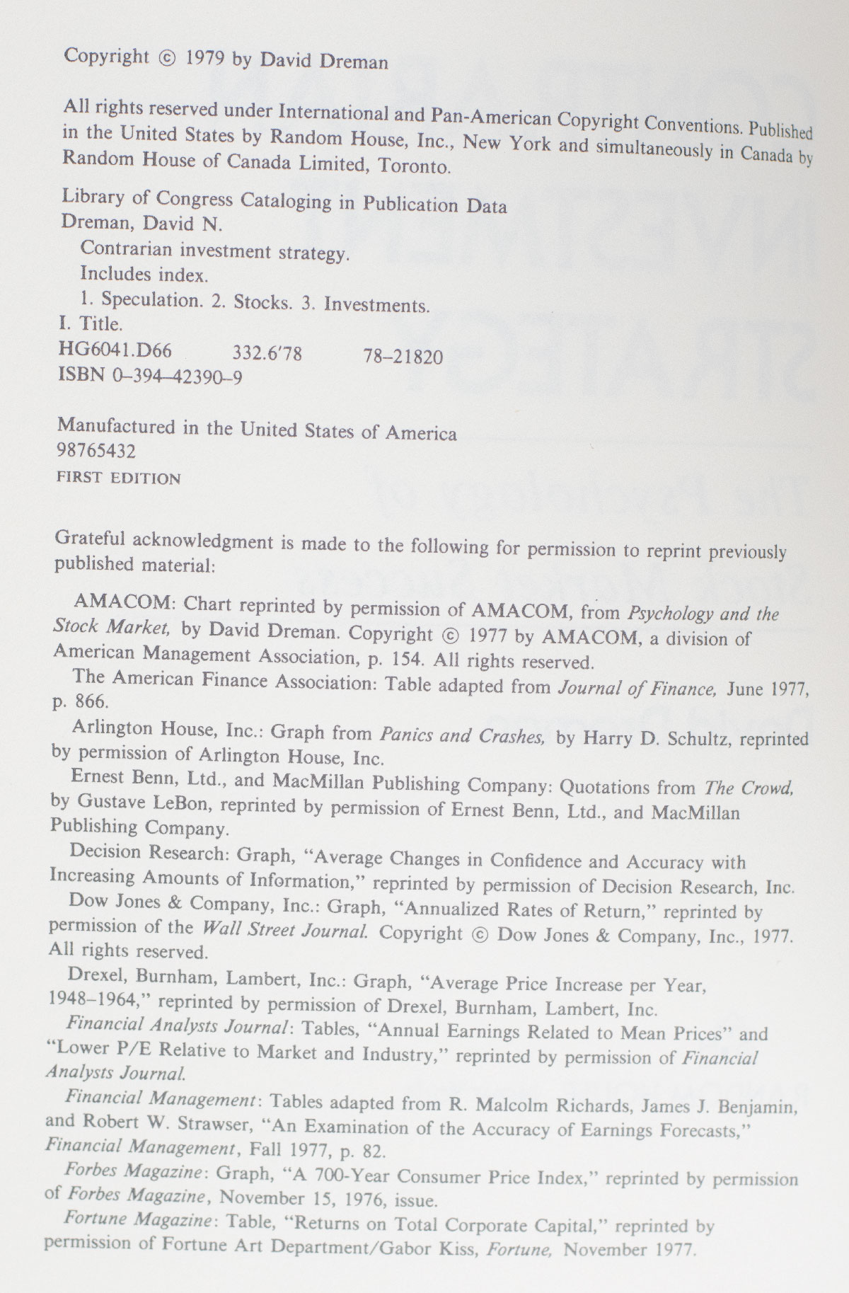Contrarian Investment Strategy: The Psychology of Stock Market Success.