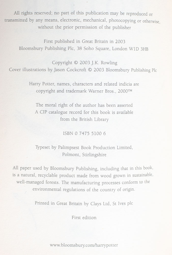 Harry Potter Series. Harry Potter and the Philosopher's Stone, Chamber of Secrets, Prisoner of Azkaban, Goblet of Fire, Order of the Phoenix, The Half-Blood Prince, and The Deathly Hallows.