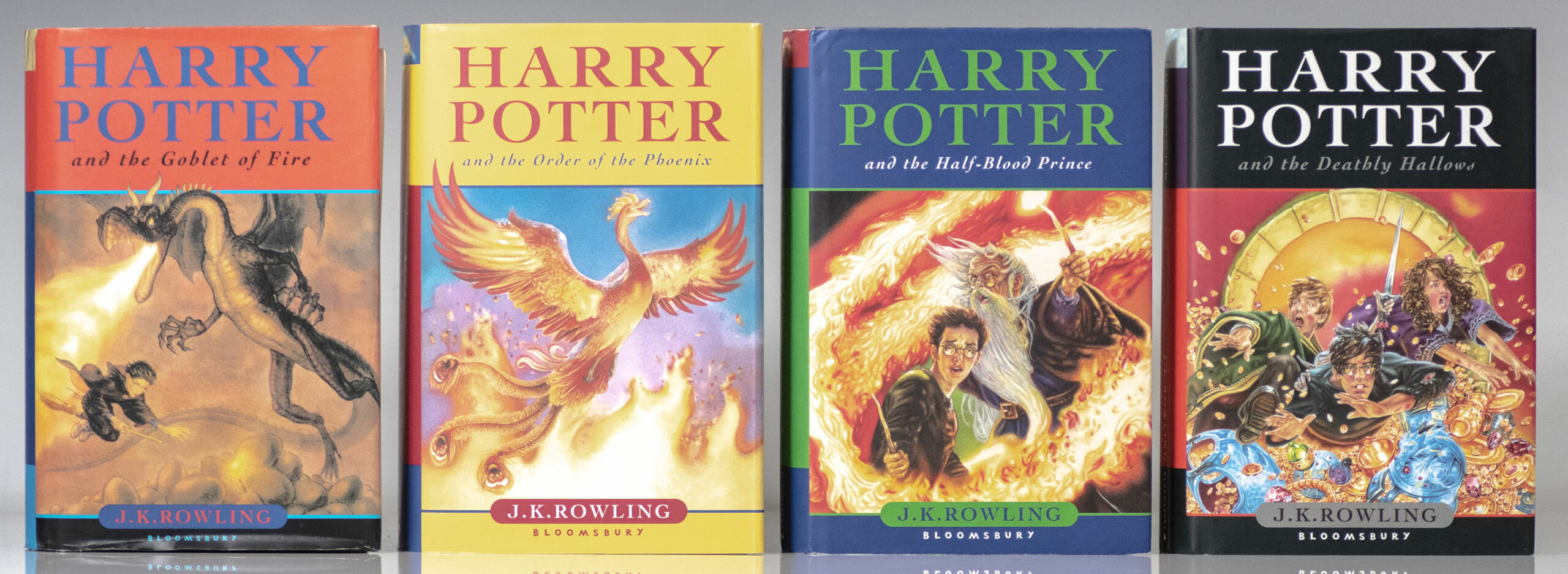 Harry Potter Series. Harry Potter and the Philosopher's Stone, Chamber of Secrets, Prisoner of Azkaban, Goblet of Fire, Order of the Phoenix, The Half-Blood Prince, and The Deathly Hallows.