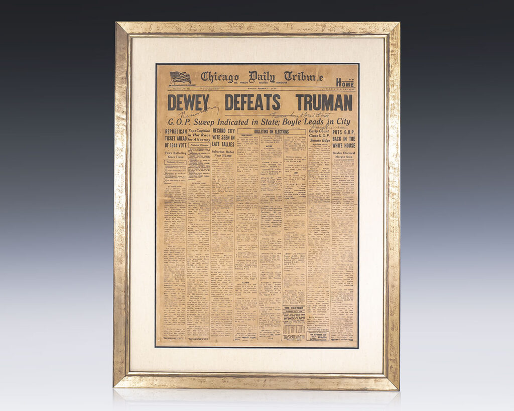 Dewey Defeats Truman Chicago Daily Tribune Newspaper.