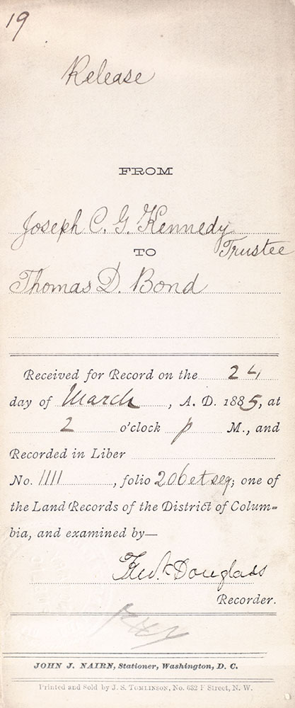 Frederick Douglass Signed Property Deed.