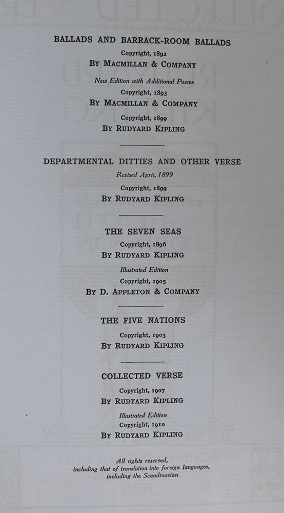 Collected Verse of Rudyard Kipling.