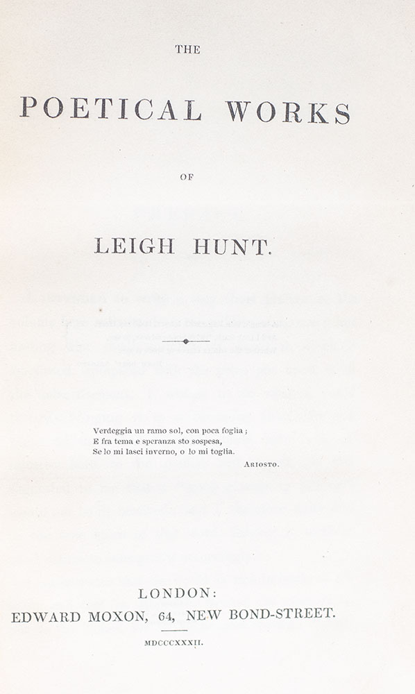 The Poetical Works of Leigh Hunt.