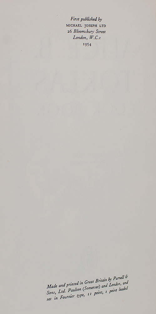 The Alice B. Toklas Cook Book.