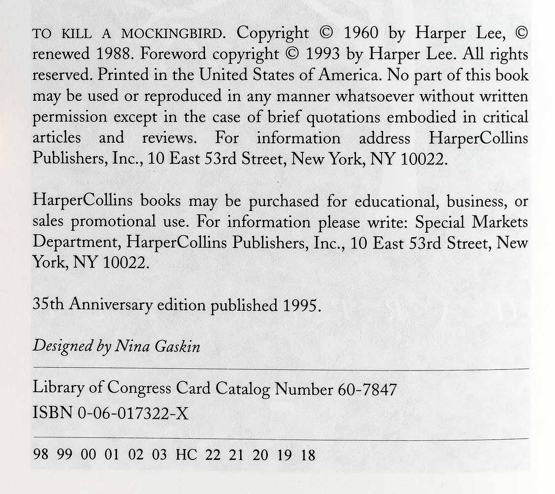 To Kill A Mockingbird.