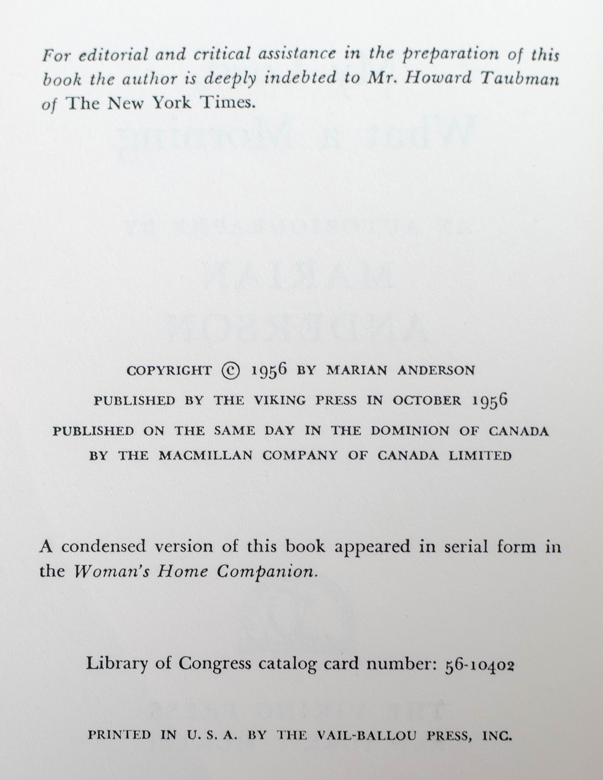 My Lord, What A Morning: An Autobiography by Marian Anderson.