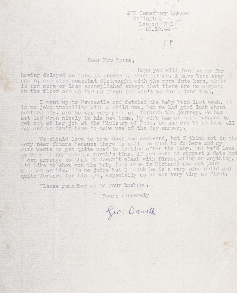 George Orwell Typed Letter Signed.