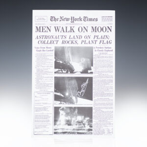 Buzz Aldrin Signed July 21, 1969 New York Times Front Page Print.