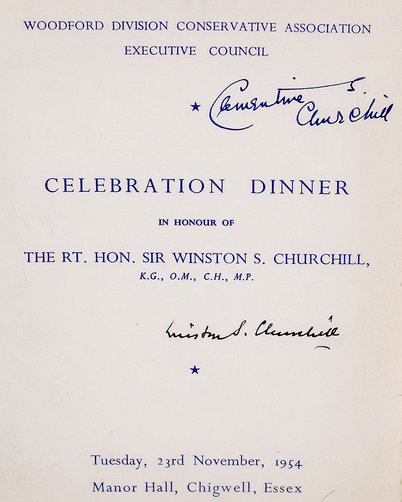Winston and Clementine Churchill Signed Celebration Dinner in Honour Of Winston S. Churchill Program.