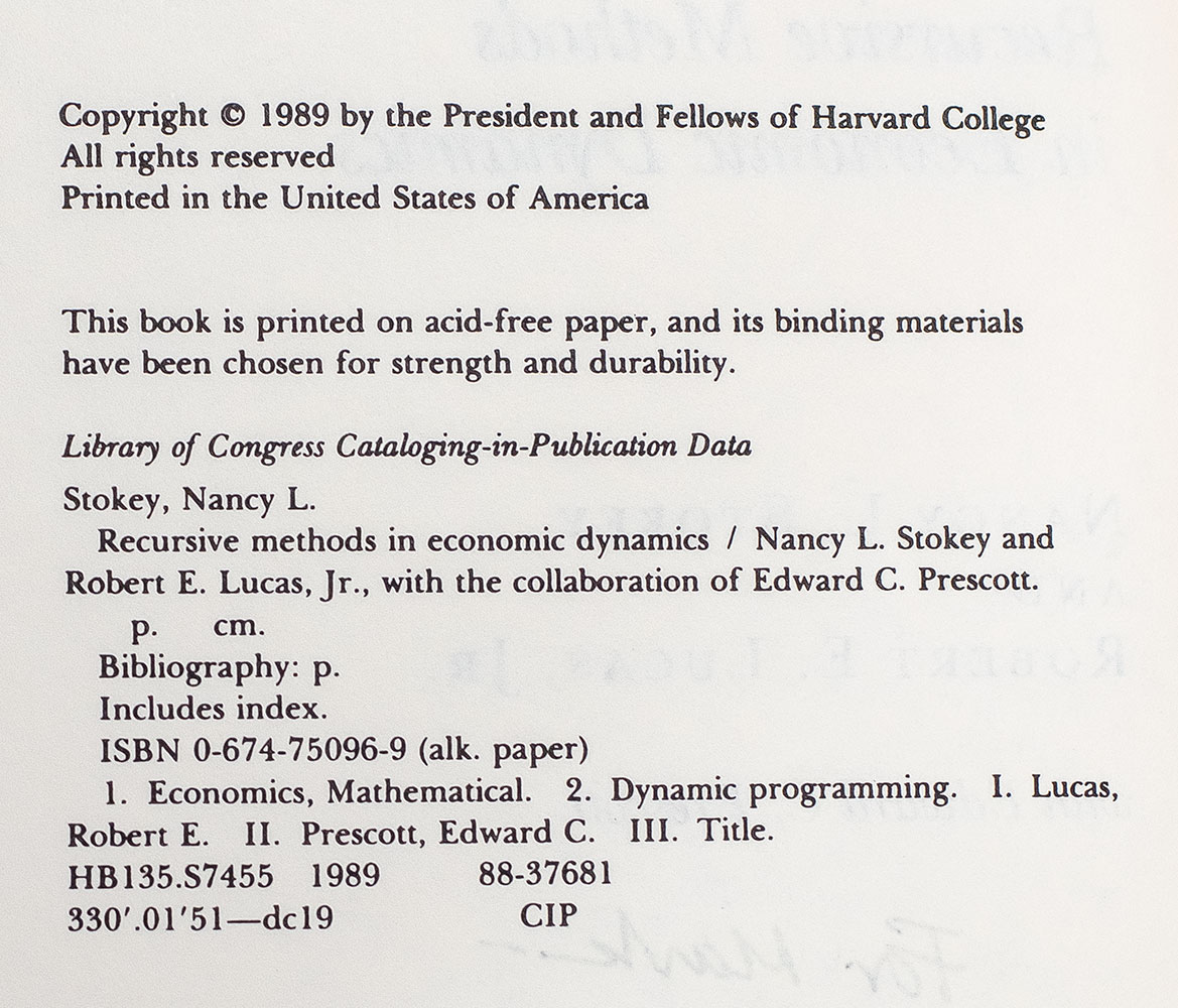 Recursive Methods in Economic Dynamics.