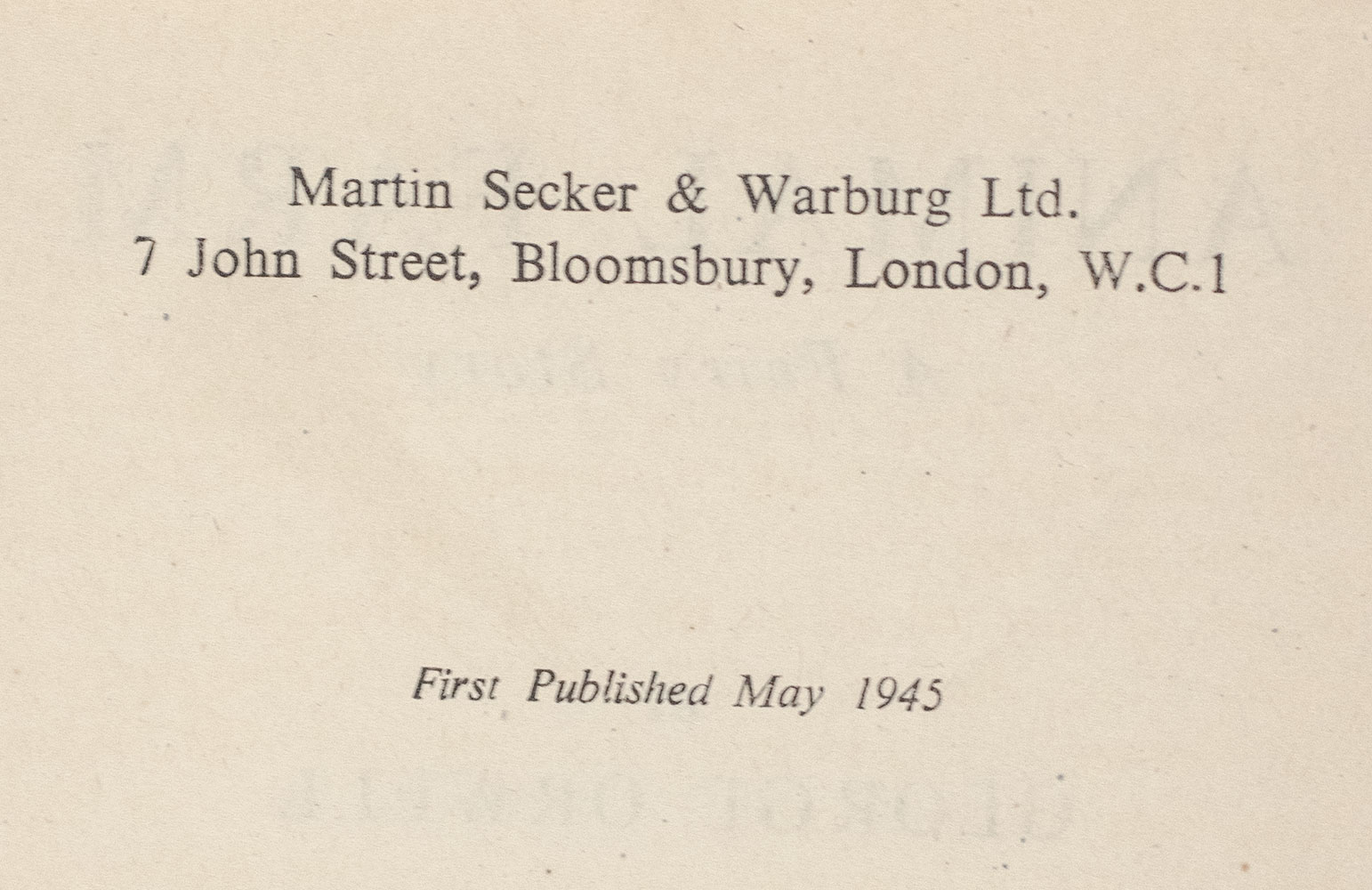 Animal Farm: A Fairy Story.