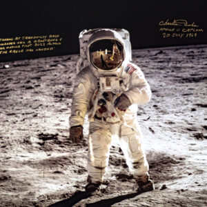 Charlie Duke Signed "Moon Walk Reflection" Photograph.