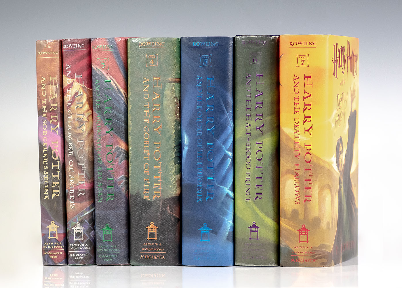 Harry Potter Series: Harry Potter and the Sorcerer’s Stone, Chamber of Secrets, Prisoner of Azkaban, Goblet of Fire, Order of the Phoenix, The Half-Blood Prince, and The Deathly Hallows.