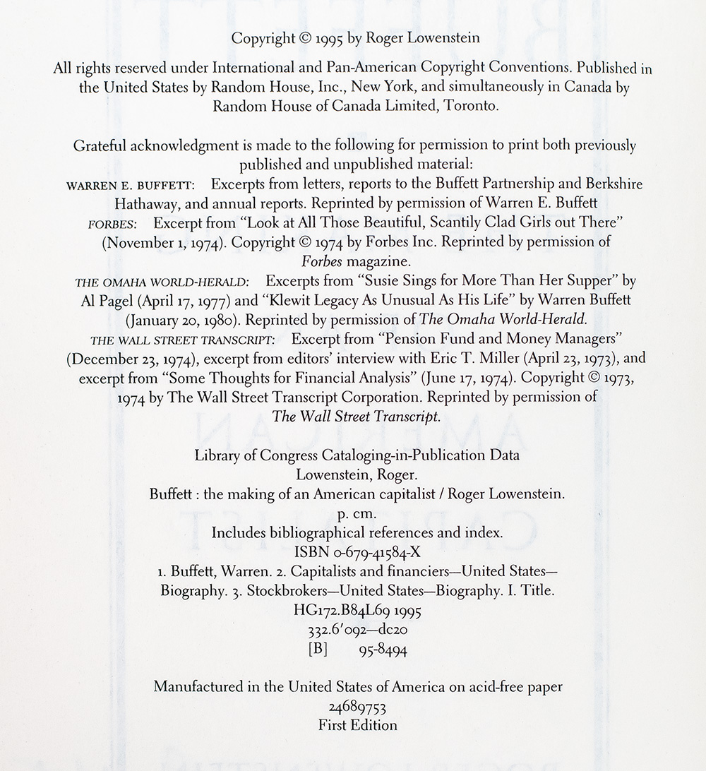 Buffett: The Making of An American Capitalist.