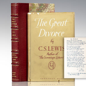 First edition, presentation copy of The Great Divorce; inscribed by C.S. Lewis with a pre-publication appearance of 'The Meteorite