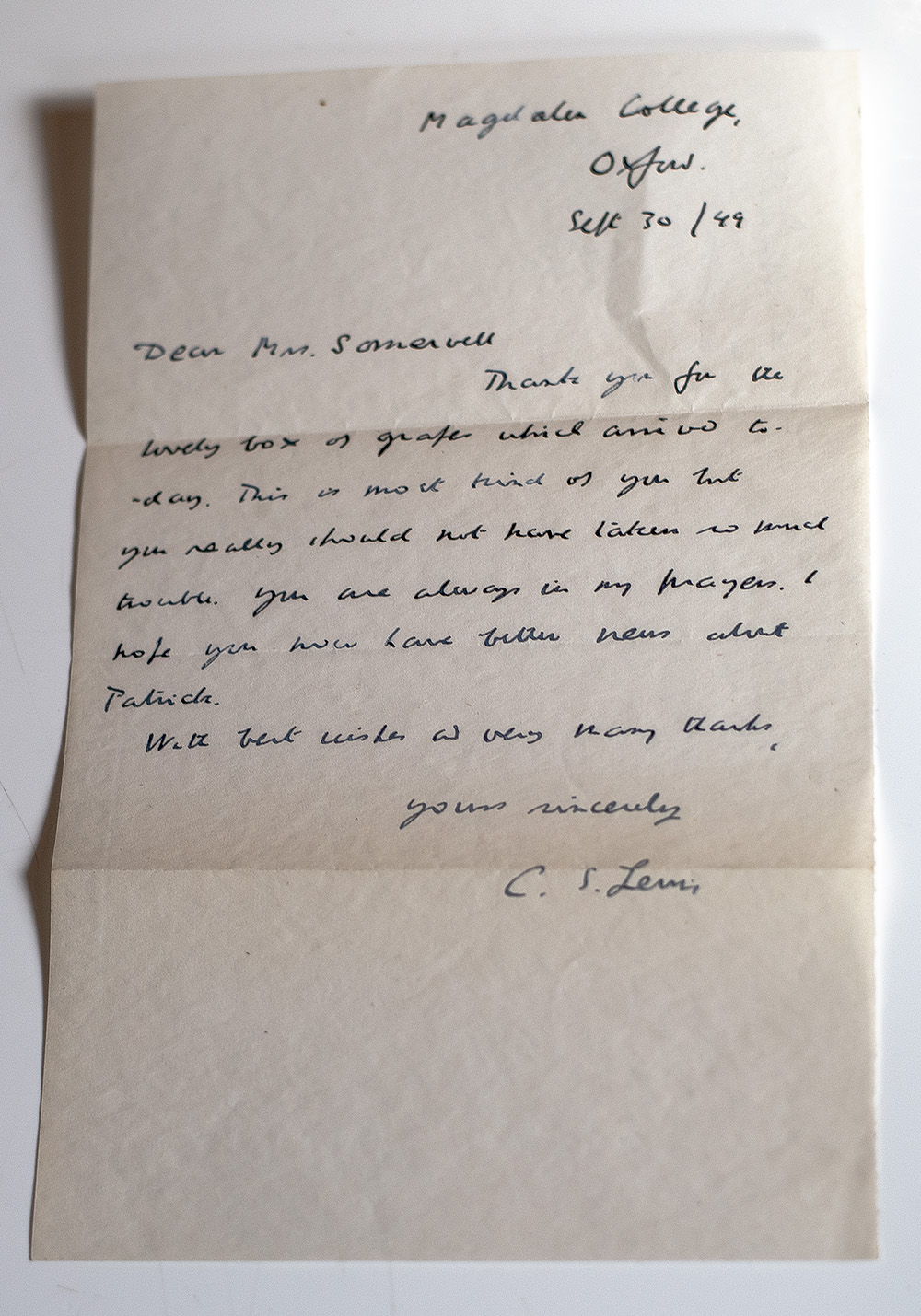C.S. Lewis Autograph Letter Signed.