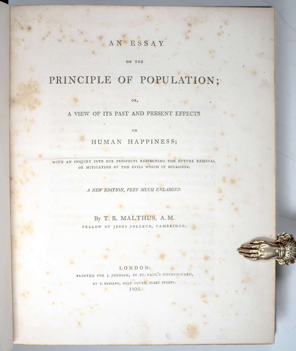 An Essay on the Principle of Population, as It Affects the Future Improvement of Society.