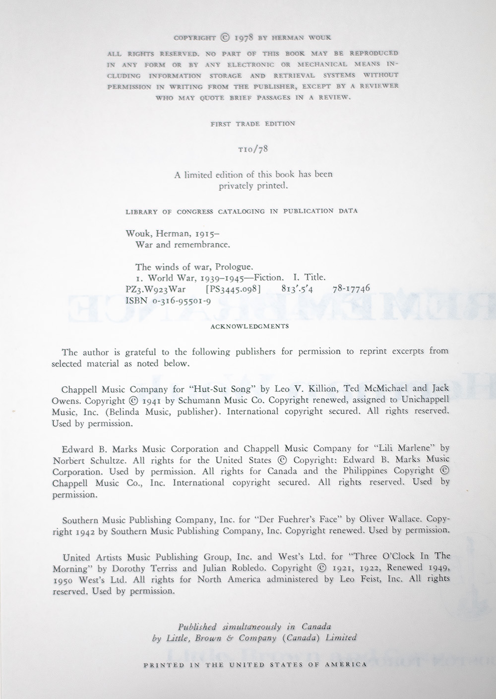 War and Remembrance.