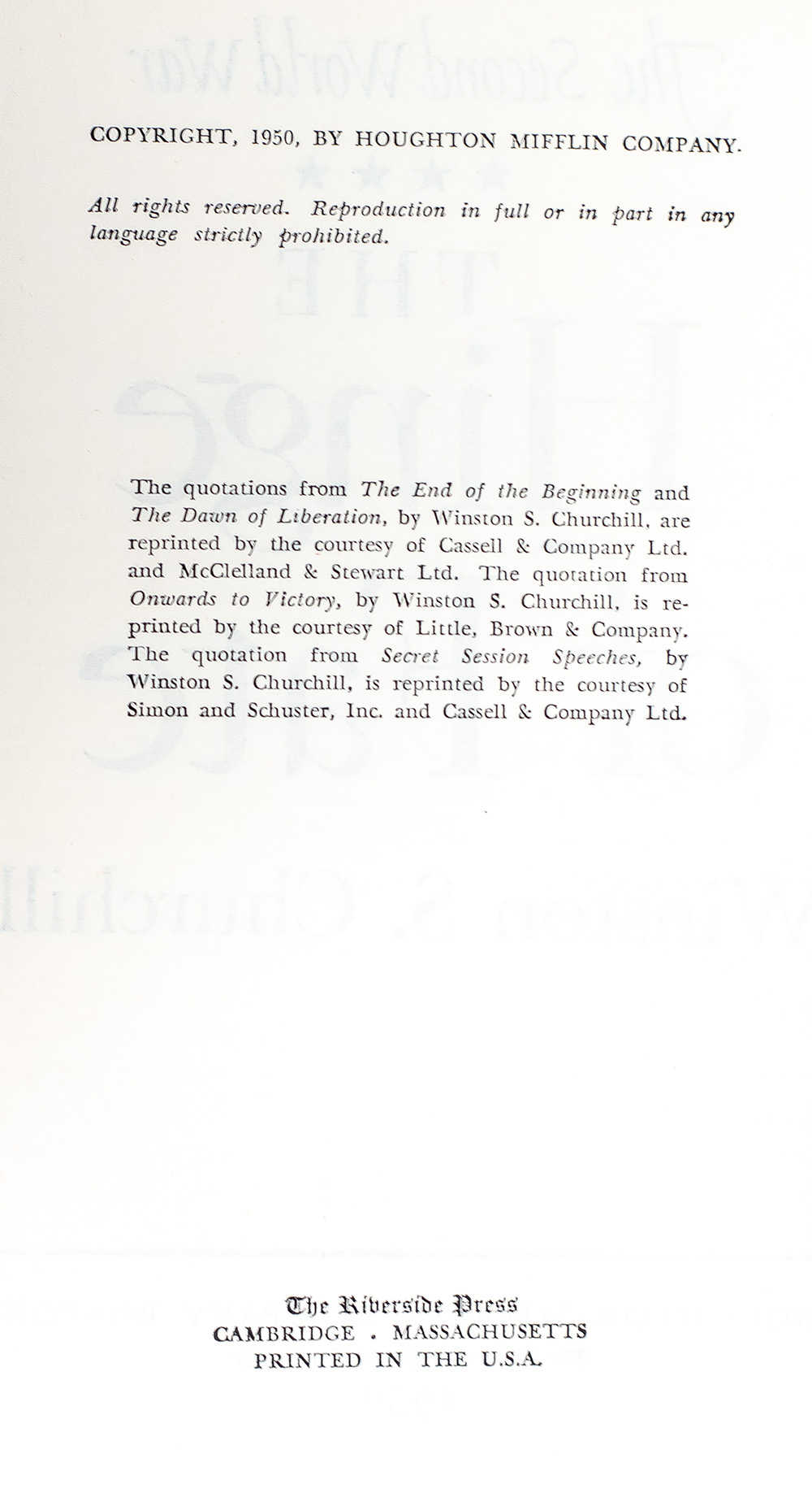 The Second World War: The Hinge of Fate.