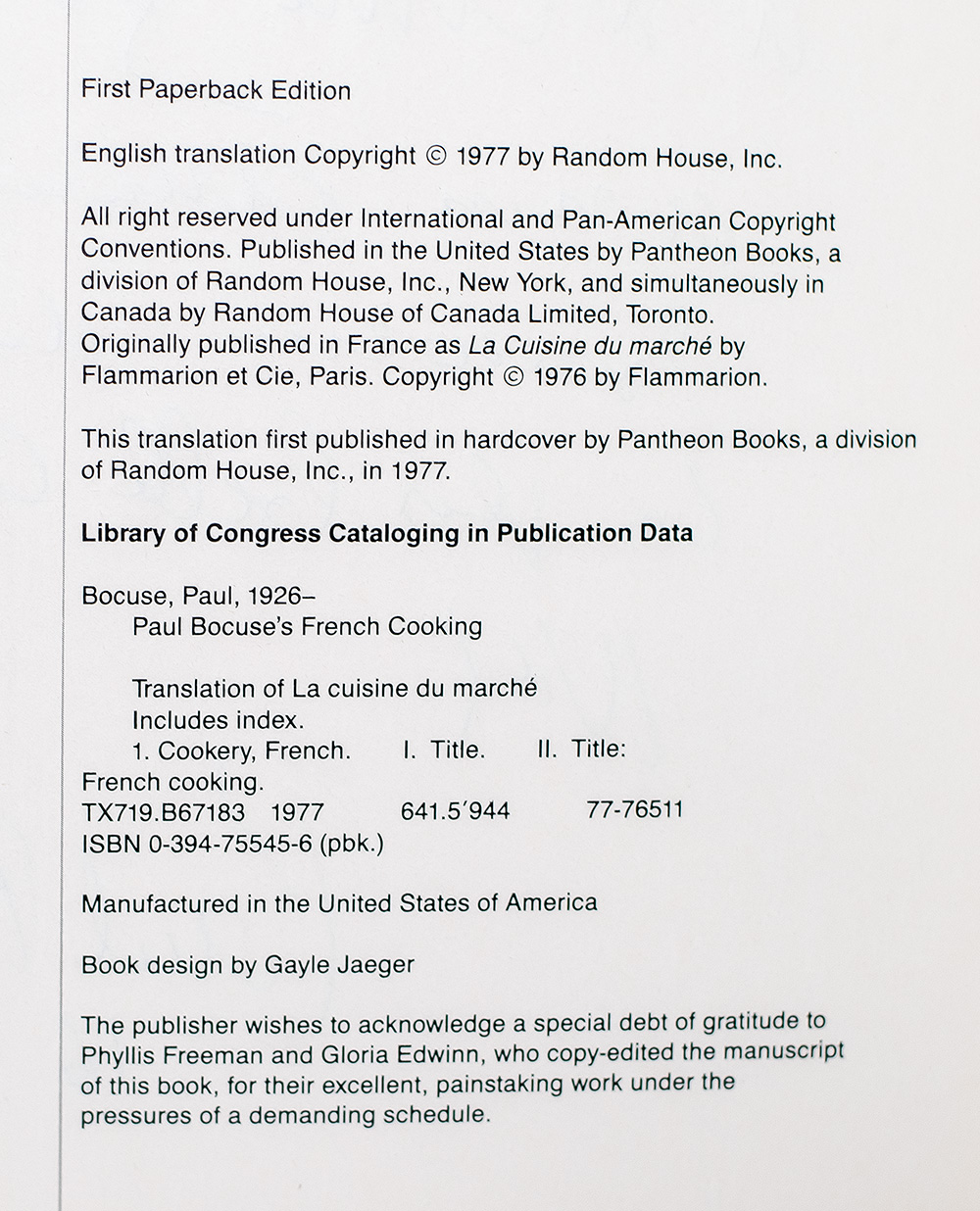 Paul Bocuse's French Cooking.