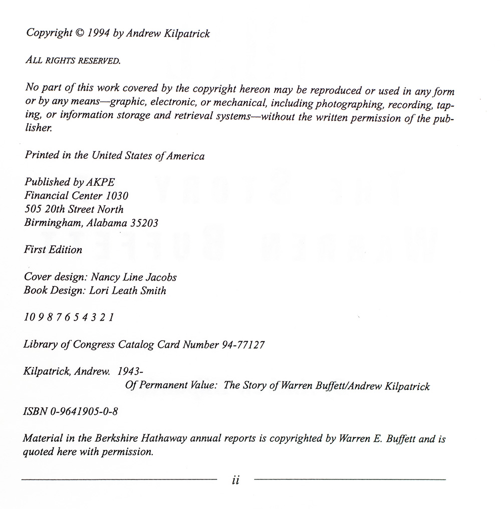 Of Permanent Value: The Story of Warren Buffett.