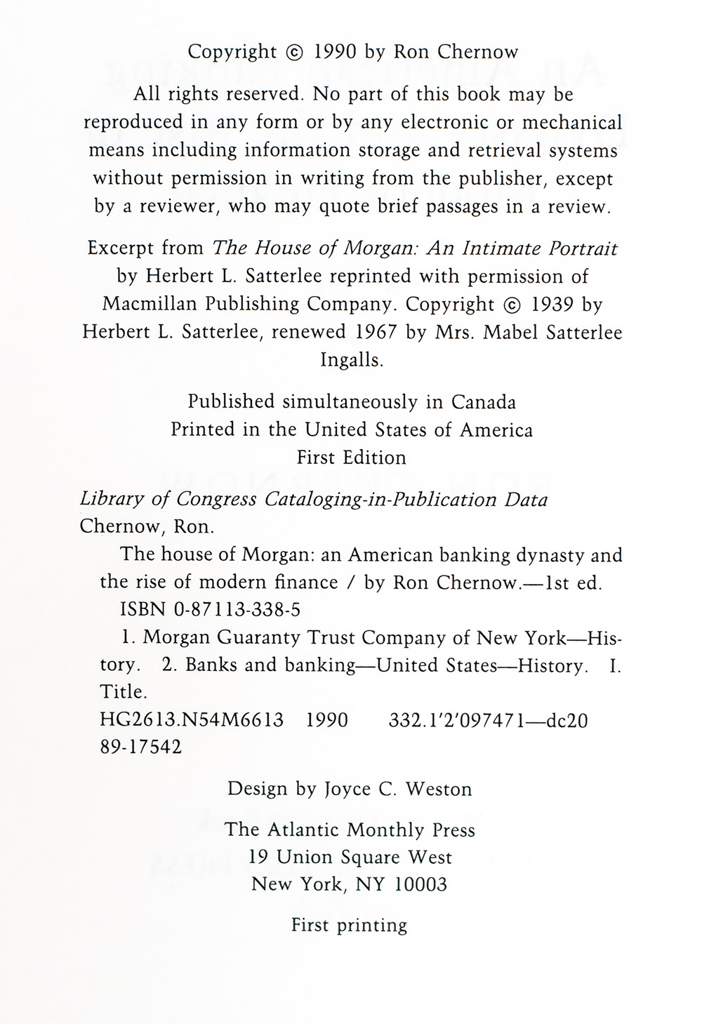 The House of Morgan: An American Banking Dynasty and the Rise of Modern Finance.