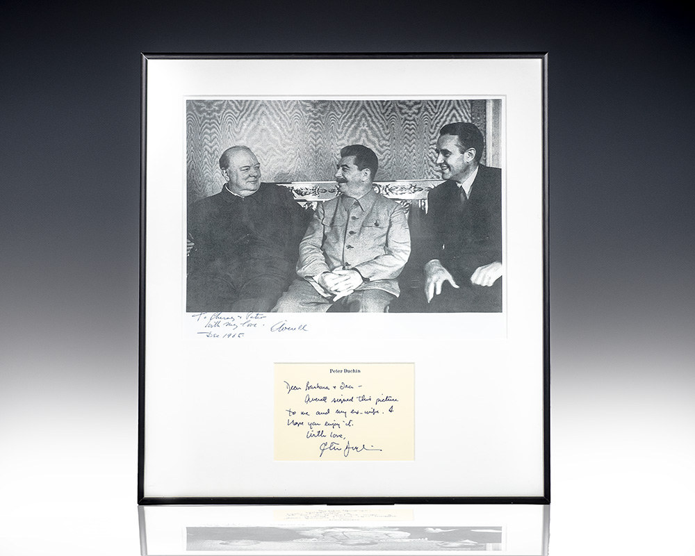 Winston S. Churchill, Joseph Stalin, Averell Harriman Framed Photographic Print.