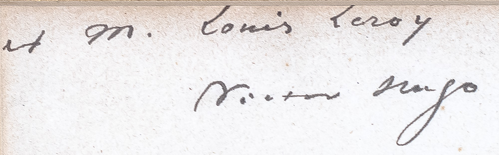 Victor Hugo Inscribed Title Page.
