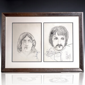 John Lennon and Paul McCartney Signed P.B. Socci Sketches.
