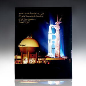 Walter Cunningham Signed Night Photograph of Apollo 7 on Launch Pad.