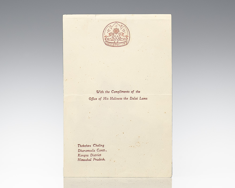 His Holiness The Dalai Lama Signed Card.