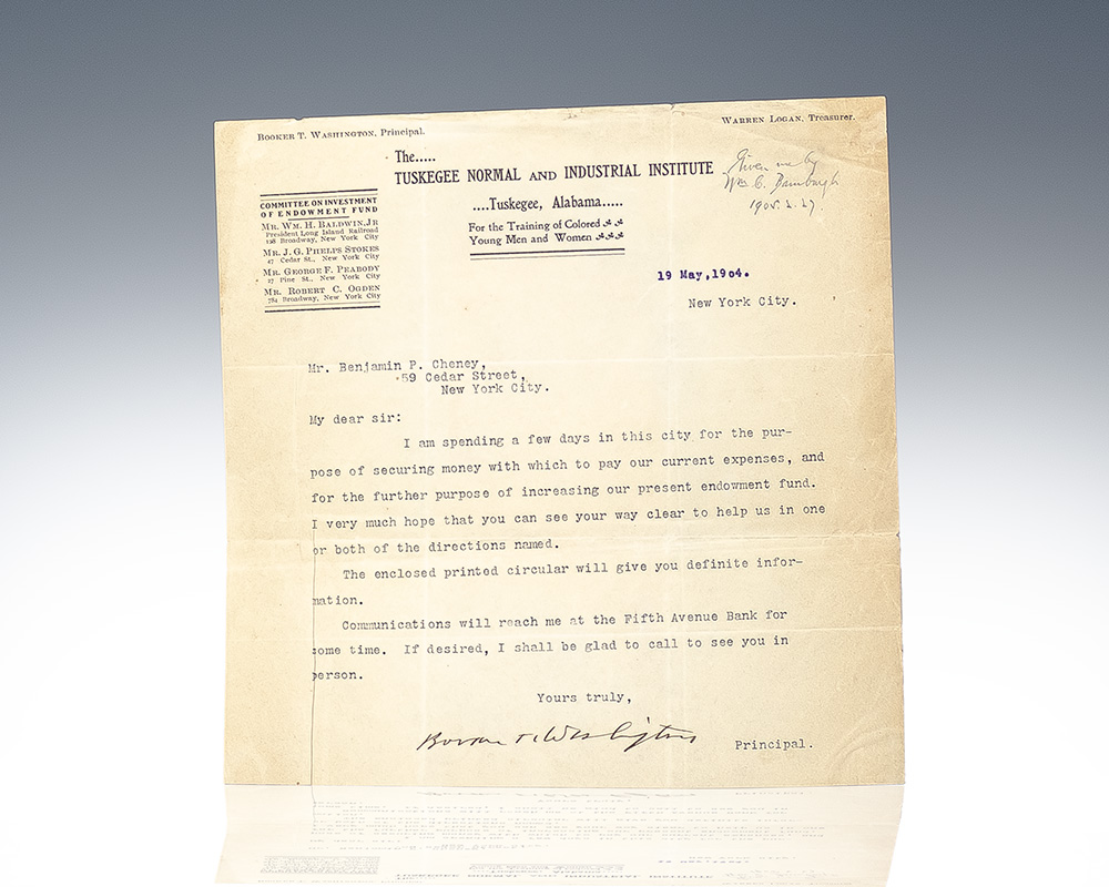 Booker T. Washington Typed Letter Signed.