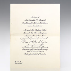 President John F. Kennedy Inaugural Event Invitations.