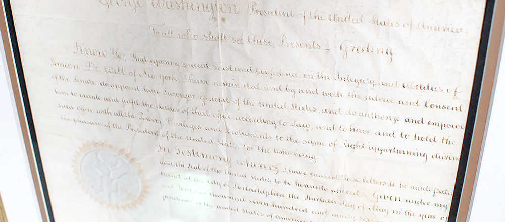 George Washington Signed Appointment of the First Surveyor General.